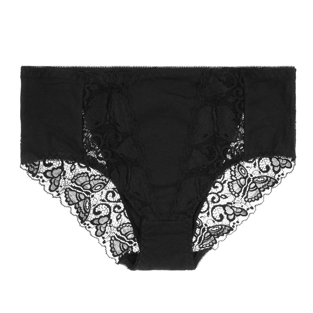 GALANTE Трусы женские макси с кружевом, р.54, 95%хлопок, 5%спандекс, черный, НБ25-16 - #1