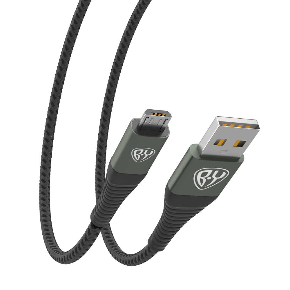 BY Кабель для зарядки Shark Micro USB, 1м, 3A, Быстрая зарядка QC 3.0, метал.штекер, серый - #5