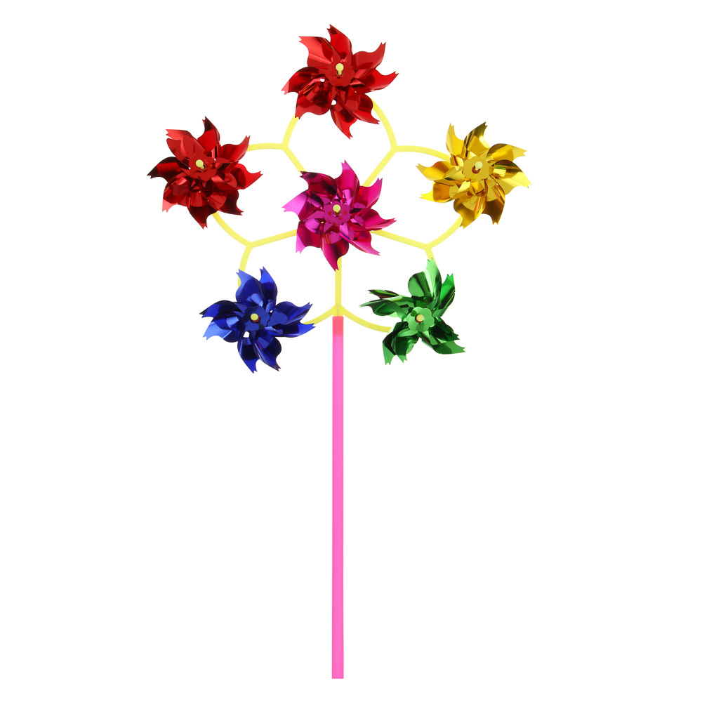 Ветрячок детский Цветочки, 6 насадок, 55см, d30см, PE, PET - #1