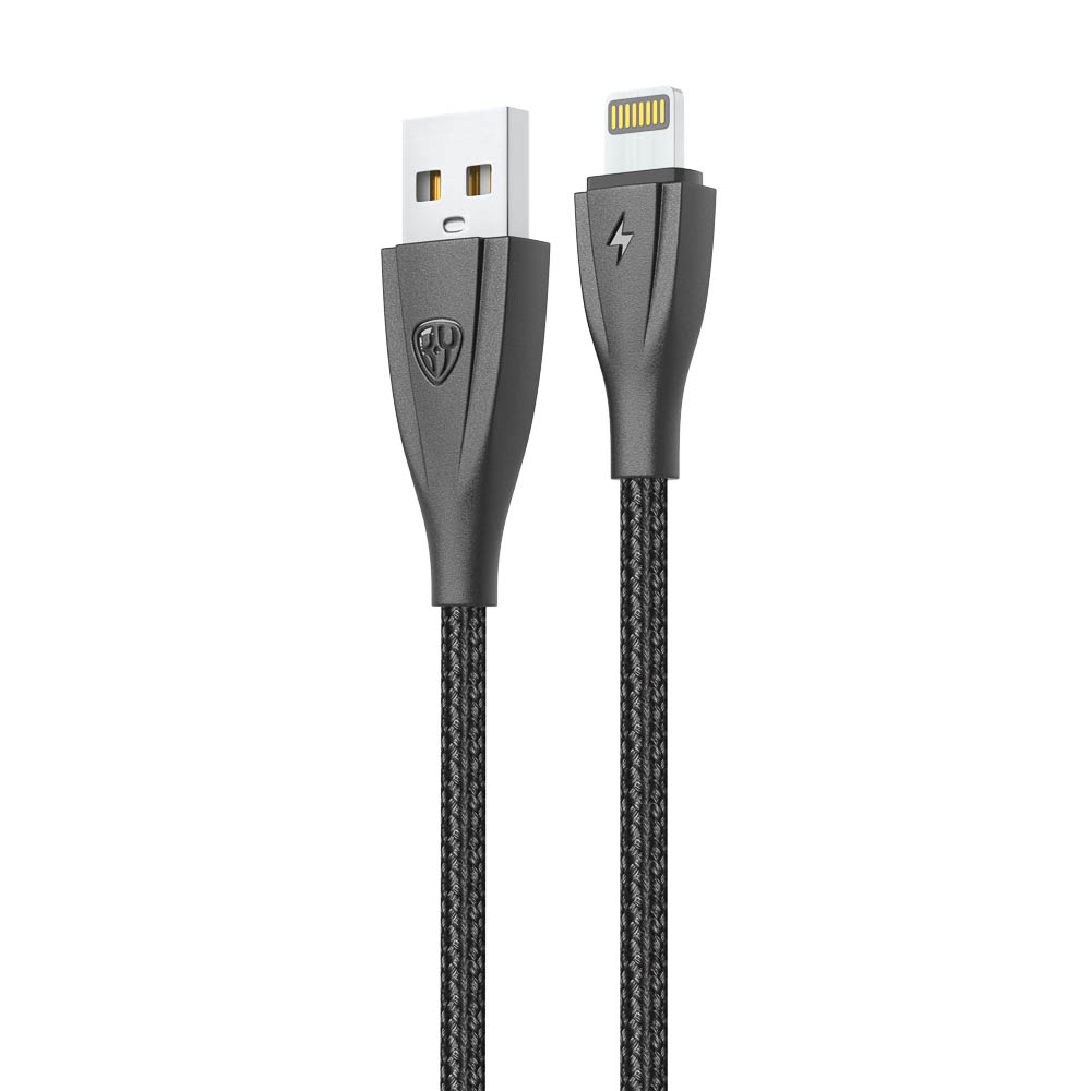 Кабель для зарядки USB(A)-iP BY Nylon Pro, 12Вт, 1 м, 2.4A, нейлон, черный - #3