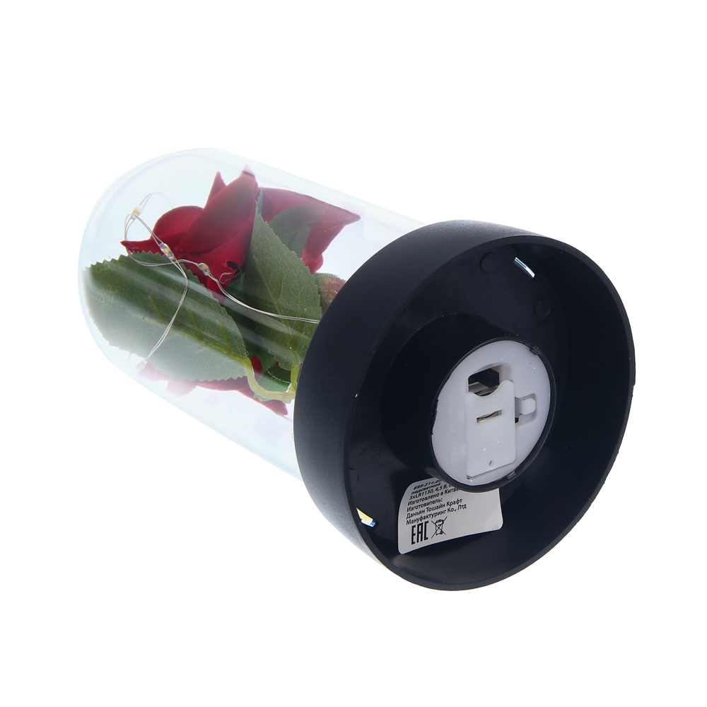 Декор "Роза в колбе" с подсветкой, 15х8х8см, 3хLR1130, ткань, пластик, проволока, 3 вида - #4