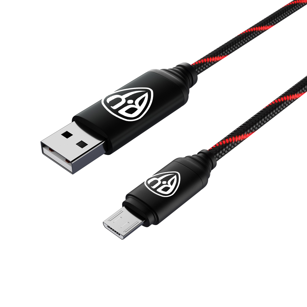 BY Кабель для зарядки Армированный Micro USB, 1м, 3А, Быстрая  зарядка QC3.0, LED подсветка красная - #4