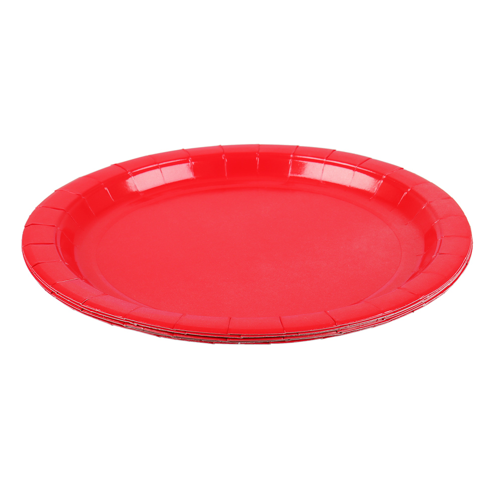 Набор бумажных тарелок, красный, 23 см, 6 шт - #2