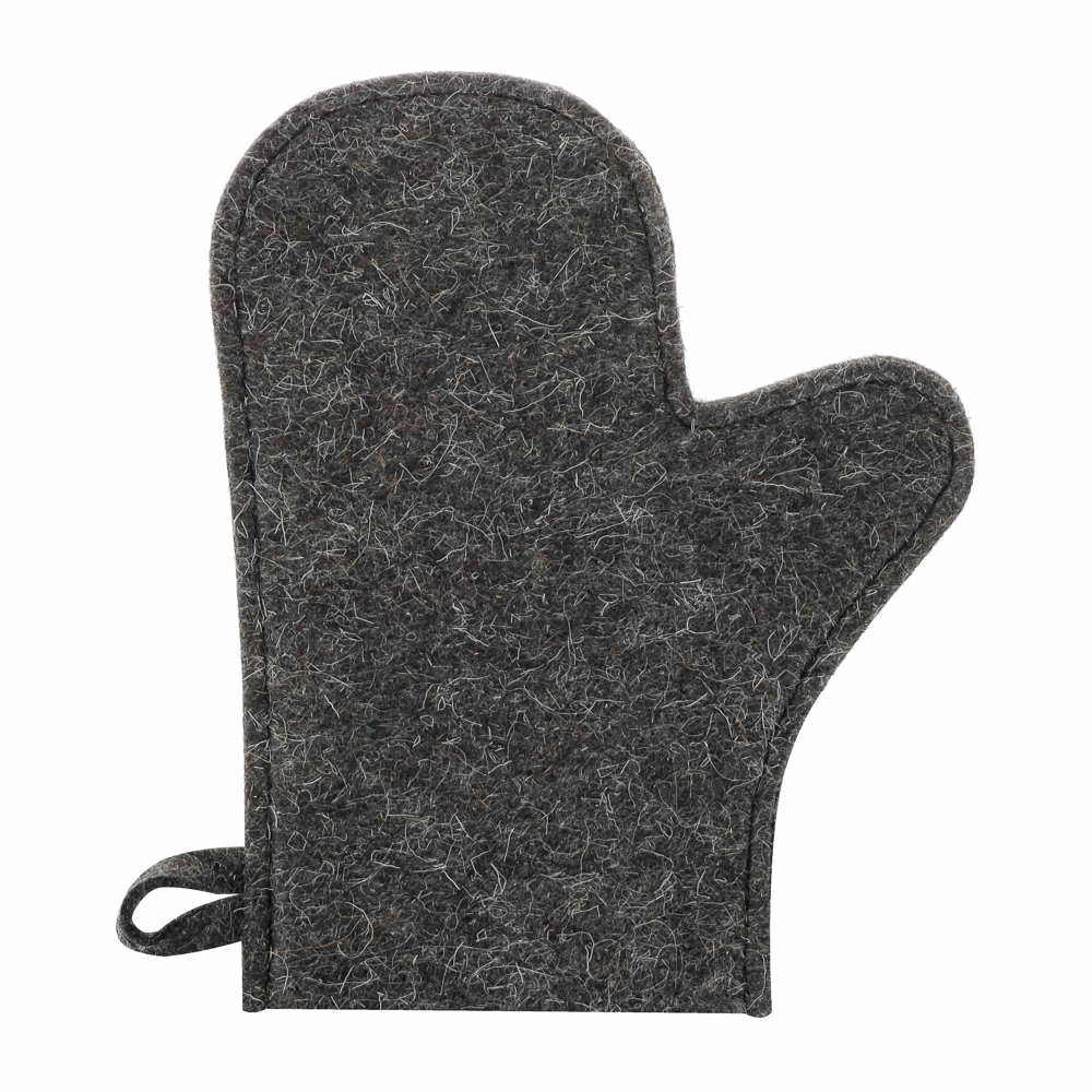 Набор банный ЭКОНОМ 2 предмета без вышивки (рукавица, шапка) в пакете, войлок белый/серый - #11