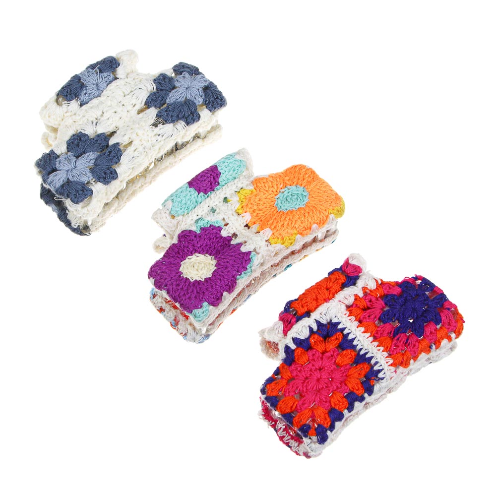 ЮНИLOOK Краб для волос, 8,5см, полиэстер, пластик, 3 дизайна - #1