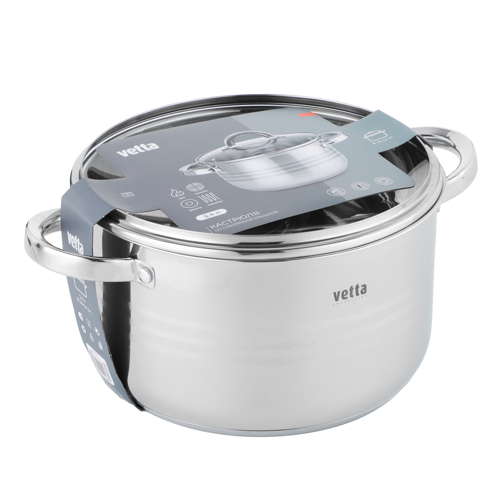 VETTA Фултон Кастрюля 24х14см, 5,4л, со стекл. крышкой, индукция - #3