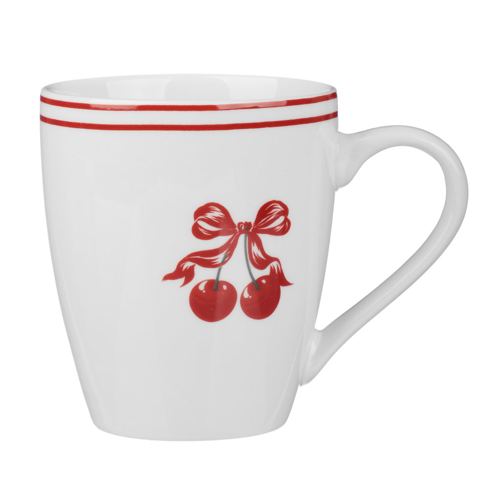 Кружка Черри тм MILLIMI, 350мл, фарфор, белый - #1