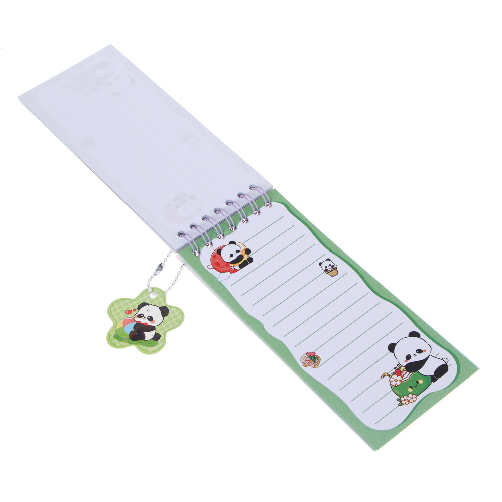 Записная книжка "Панда" 7х26см, с наклейками и брелоком, PET, бумага, 4 дизайна, шоу-бокс - #13