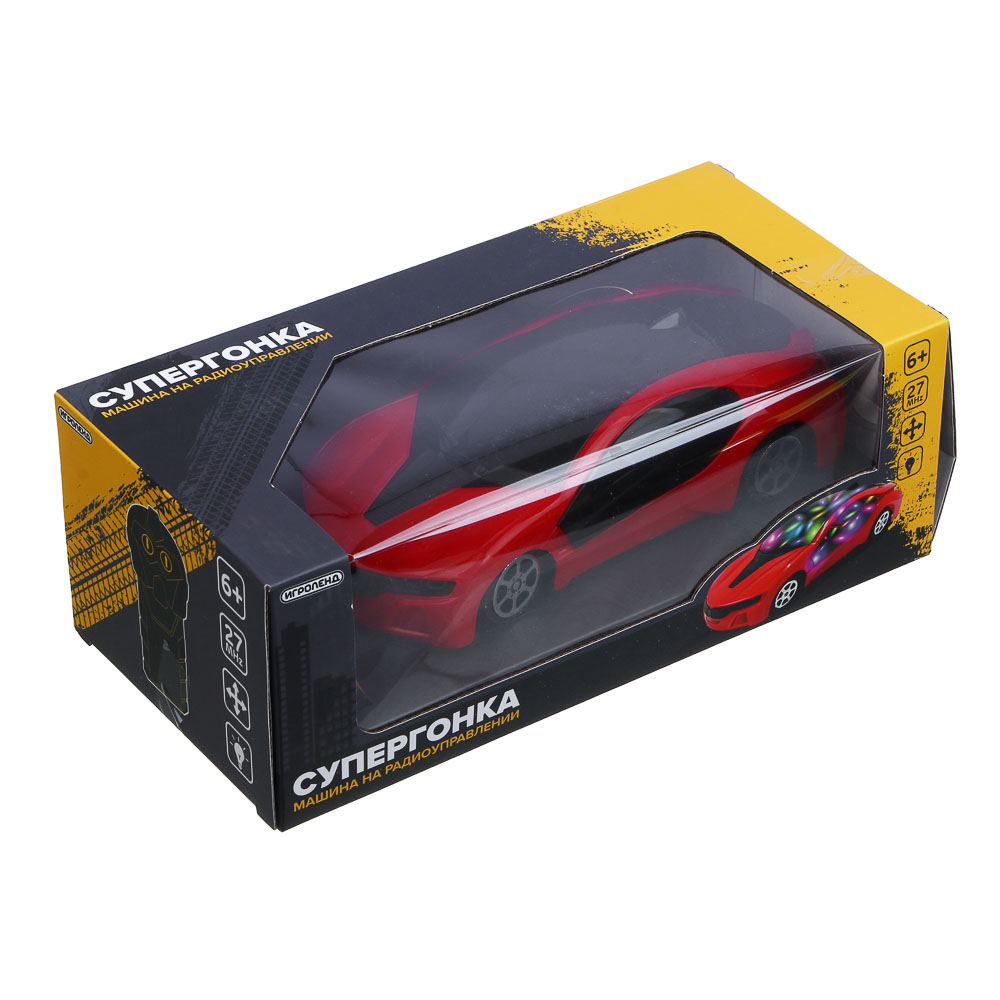 ИГРОЛЕНД Машина "Супергонка" на радиоуправл., 2-канальный пульт,свет,5АА,PP, 23,5x11,5x8,5 см, 3 диз - #8