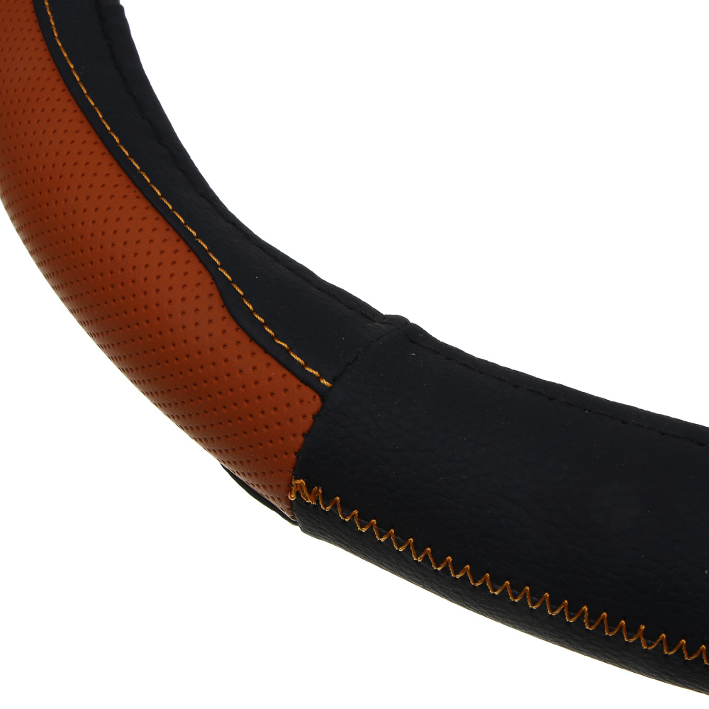 ЕРМАК Оплетка на руль, полиуретан(PU), размер 38 см, перфорированная вставка, черно-коричневый - #4