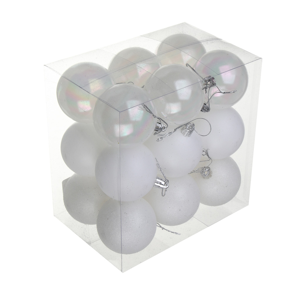 СНОУ БУМ Набор гладких шаров 6 см, 18 шт, белый, 26-150 - #5