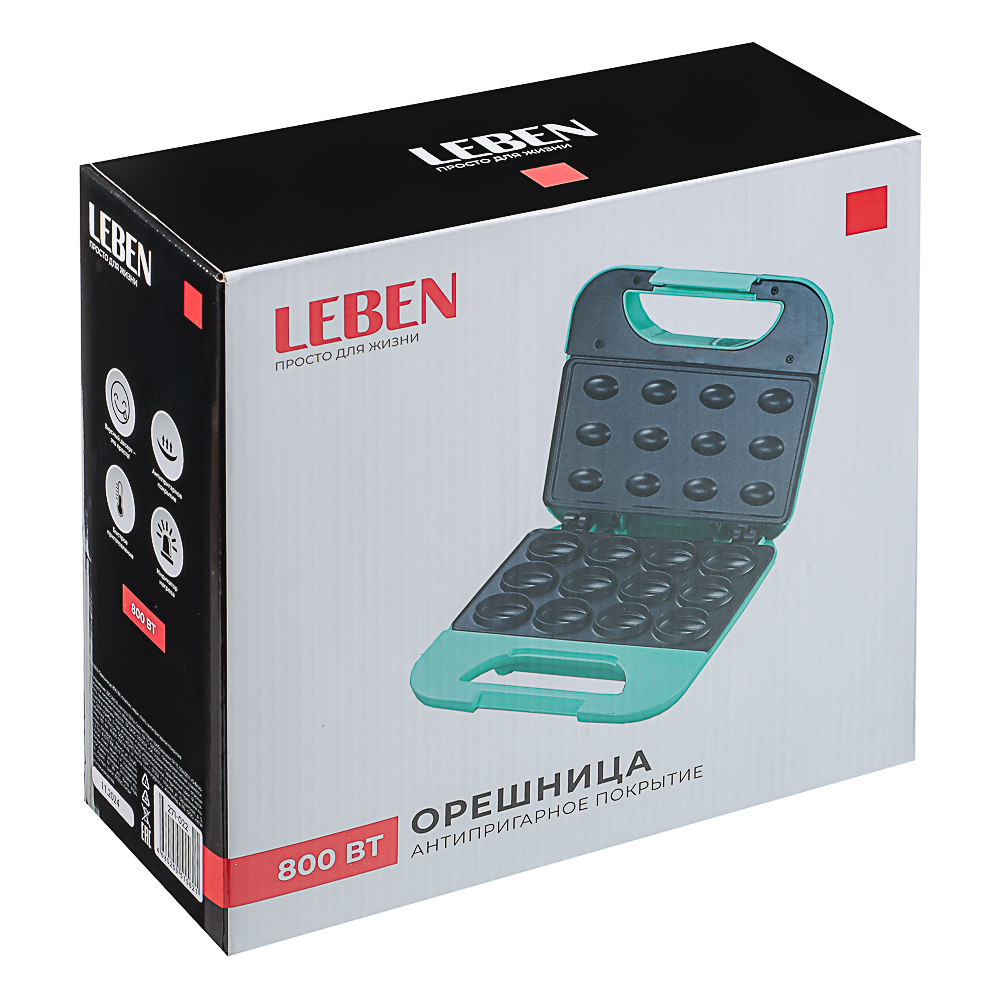 LEBEN Орешница, 800 Вт, пластик, нерж. сталь, антипригарное покрытие - #9