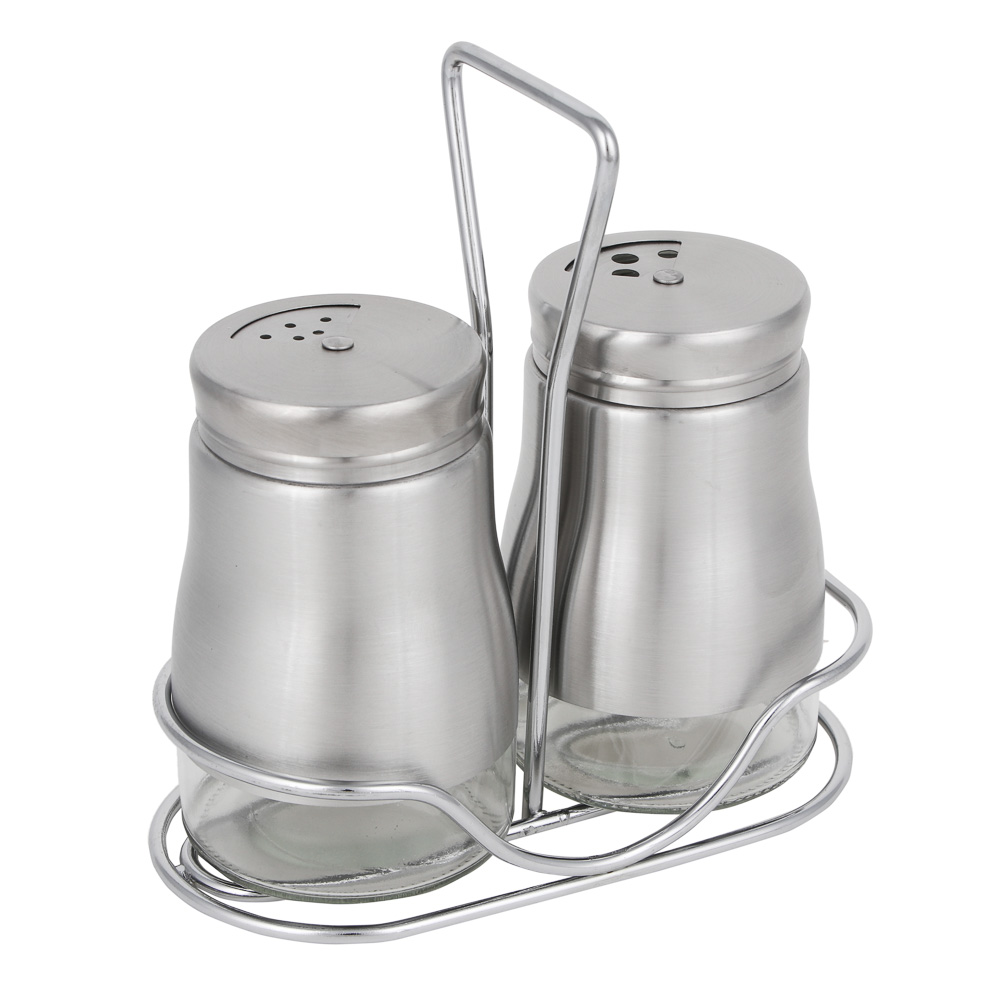 VETTA Набор солонок 2шт с подставкой "Классик" , нерж.сталь, стекло - #3