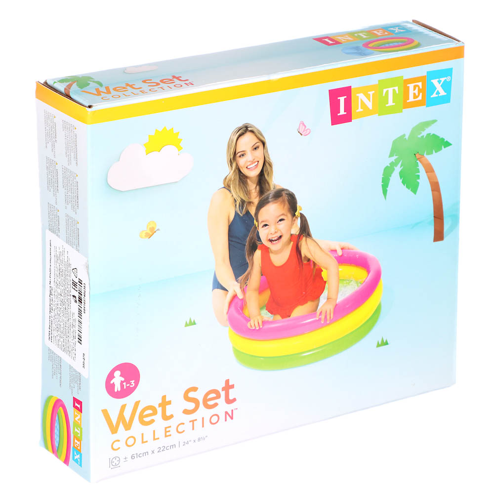 INTEX Бассейн надувной Радуга 34л 61x22см надувное дно, рем комплект от 1 до 3 лет, 57107NP - #2