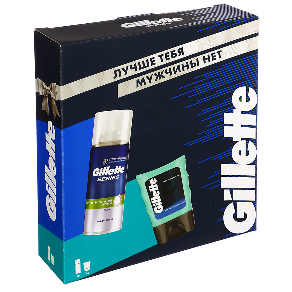Набор подарочный GILLETTE Пена д/бритья д/чув.кожи с алоэ 100 мл + Гель после бритья д/чув.кожи 75мл - #3