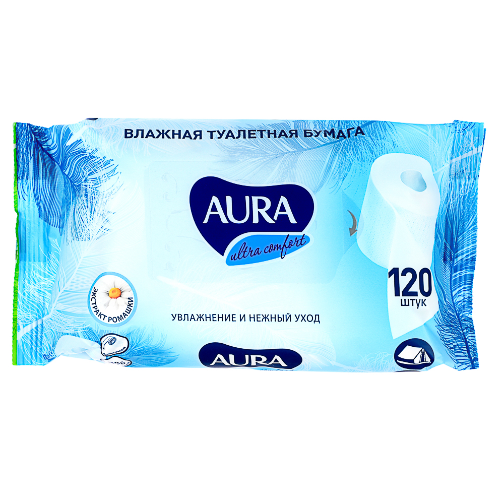 Туалетная бумага влажная AURA Ultra Comfort без крышки, 120шт - #3