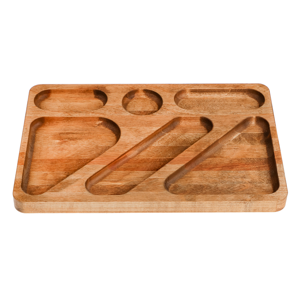 Менажница прямоугольная, 6 секций, 30х20х1,8см, дерево - #2