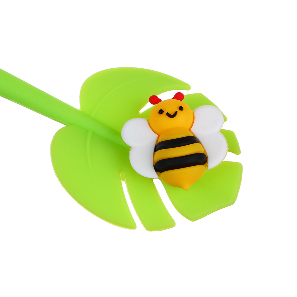 Ручка шариковая, наконечник в форме жука на цветке, 23см. силикон + ПВХ + АБС пластик, 3 дизайна - #5