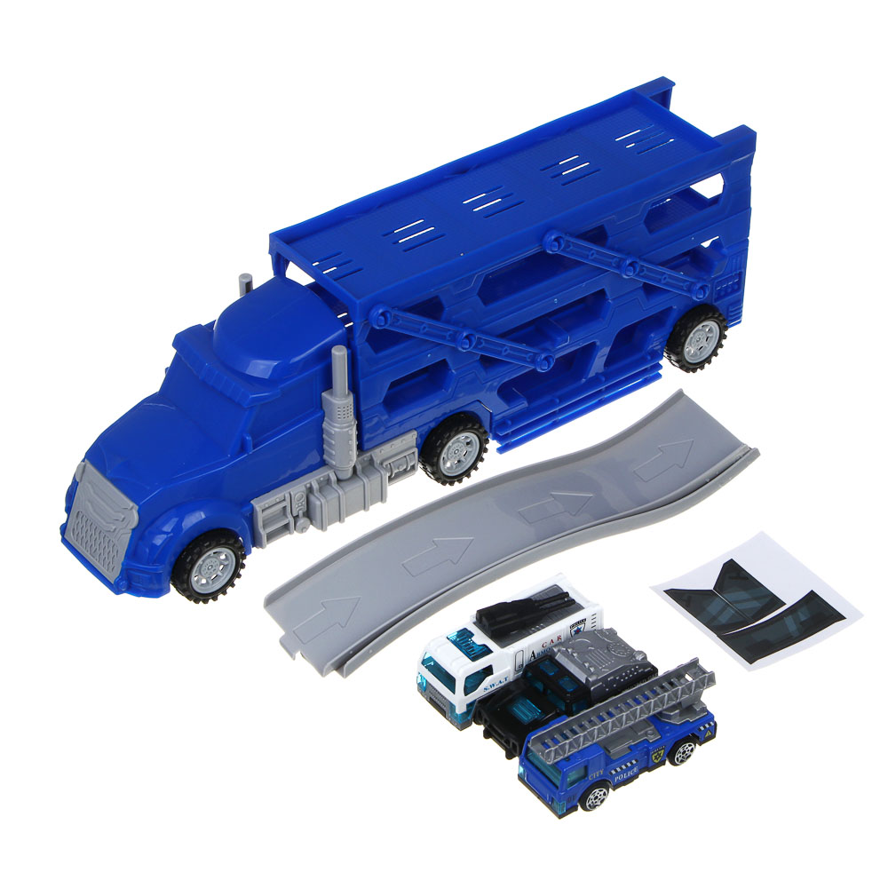 ИГРОЛЕНД Автовоз с треком, 3 машинки, металл, PP, 33,5х13х8,5 см, 3 дизайна - #6