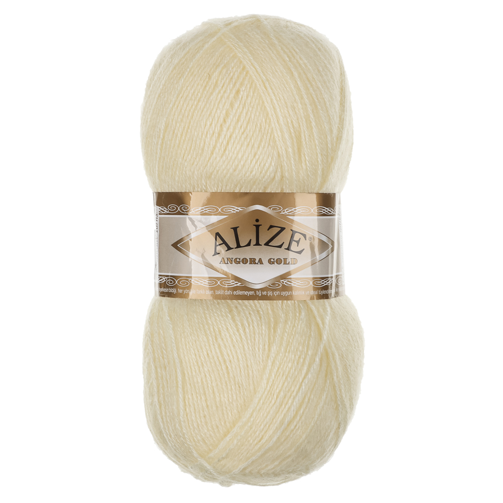 Пряжа Angora gold/Ализе 100г/550м 10 % мохер 10 % шерсть 80 % акрил (01-кремовый) - #1