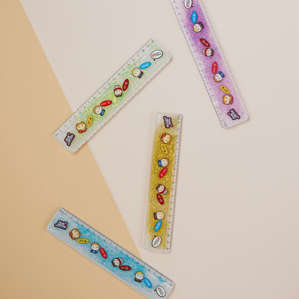 BY Русские Супергерои Линейка 20 см, принт, подвижные блестки в геле, "Кавай", 4 цвета - #5