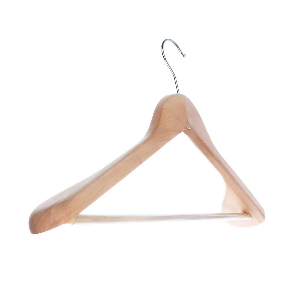 Вешалка для одежды тм VETTA, 45x5,5см, деревянная, широкие плечи, хром, цвет светлое дерево - #6