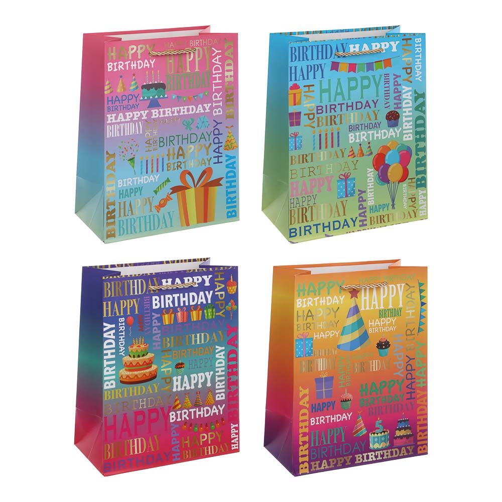 Пакет подарочный тм Fntastic M 18x23x10см, бумага, 4 дизайна, арт.6 - #1