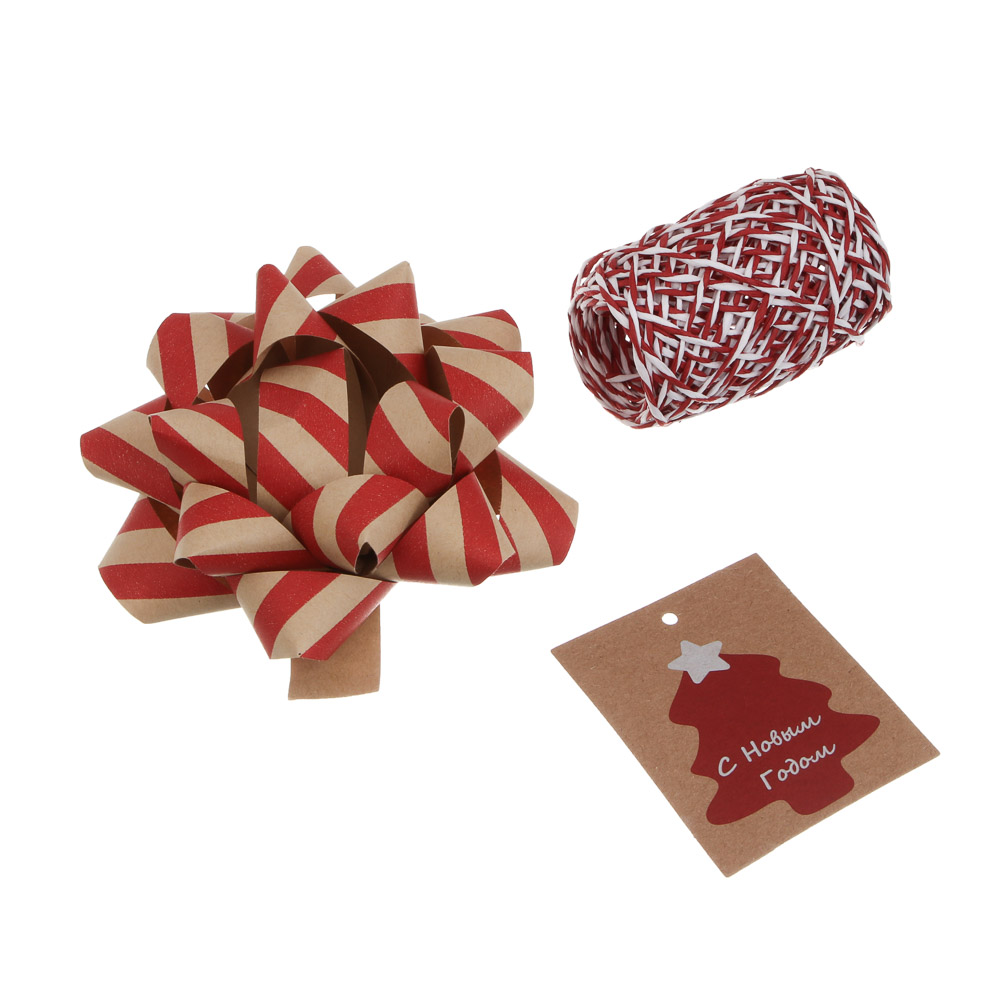 Набор тм СНОУ БУМ на подложке, бант 10 см, лента 10 м, шильд, бумага, 3 диз. - #2