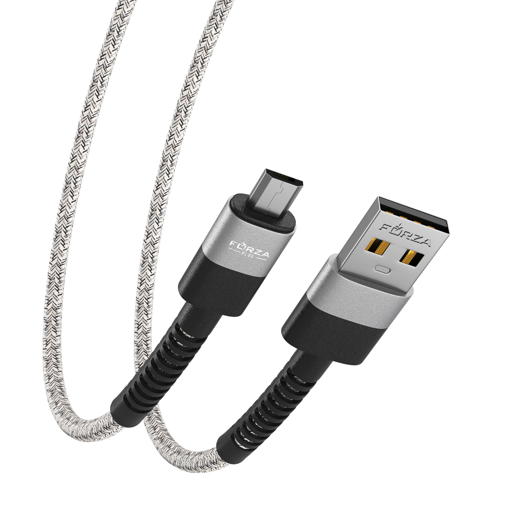 FORZA Кабель для зарядки Вертикаль microUSB, 1м, Быстрая зарядка 2.4А, 12W, тканевый , серый - #4