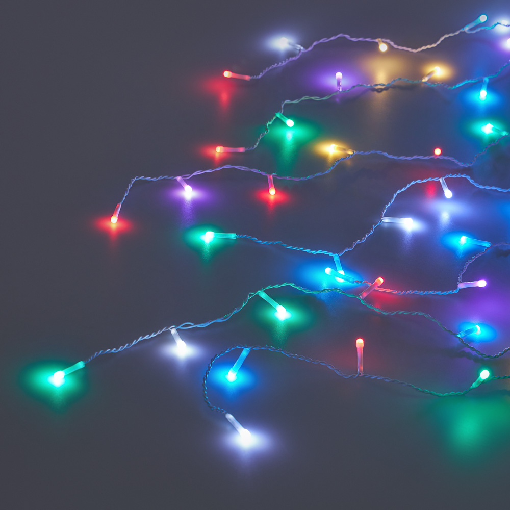 СНОУ БУМ Гирлянда эл. бахрома 2.5x0.35х0.55x0.75м, 80LED,мульти MIX, 8 реж, ПВХ белый, коннект, 220В - #9