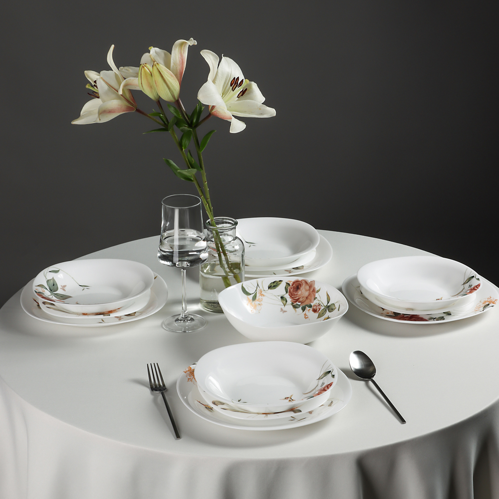 MILLIMI Анета Набор столовой посуды 13 пр., опаловое стекло, квадратная форма, 19019 - #16