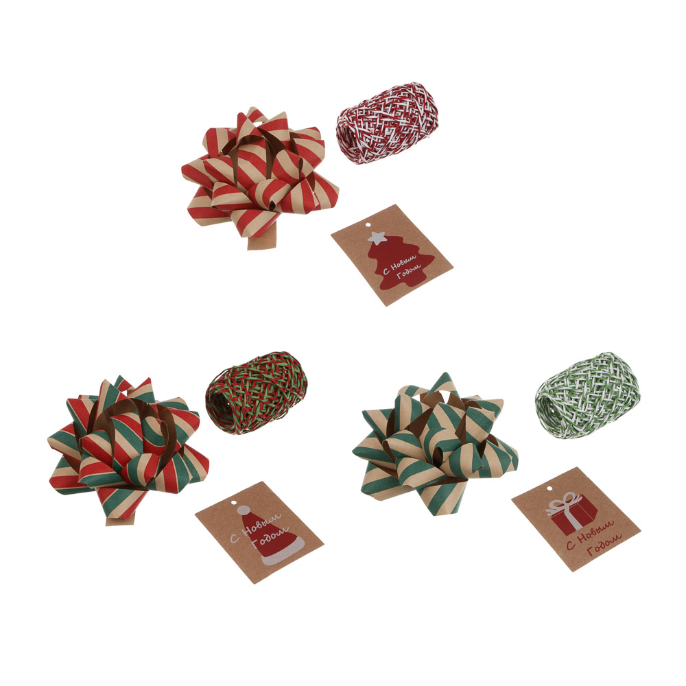 Набор тм СНОУ БУМ на подложке, бант 10 см, лента 10 м, шильд, бумага, 3 диз. - #1