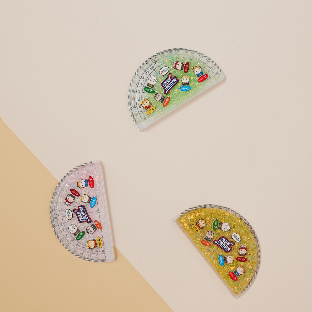 BY Русские Супергерои Транспортир 10 см, 180 градусов, принт, подв.блестки в геле, "Кавай", 3 цвета - #6