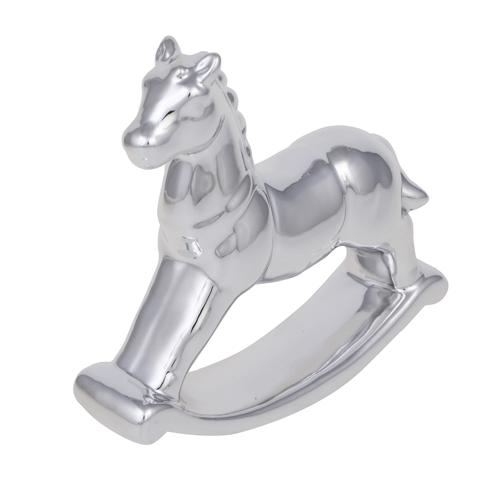 СНОУ БУМ Фигурка Лошадка-качалка 14,5 см, серебряная керамика - #1
