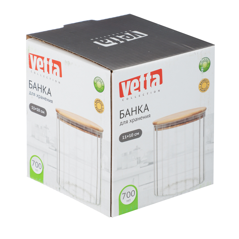 VETTA ЭКО Грани Банка для хранения 700мл, 11х10см, стекло, бамбук - #5