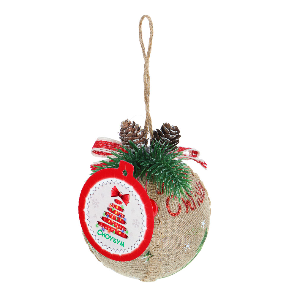 Подвеска Сноубум "Рождественский шар" с декором из хвои - #4