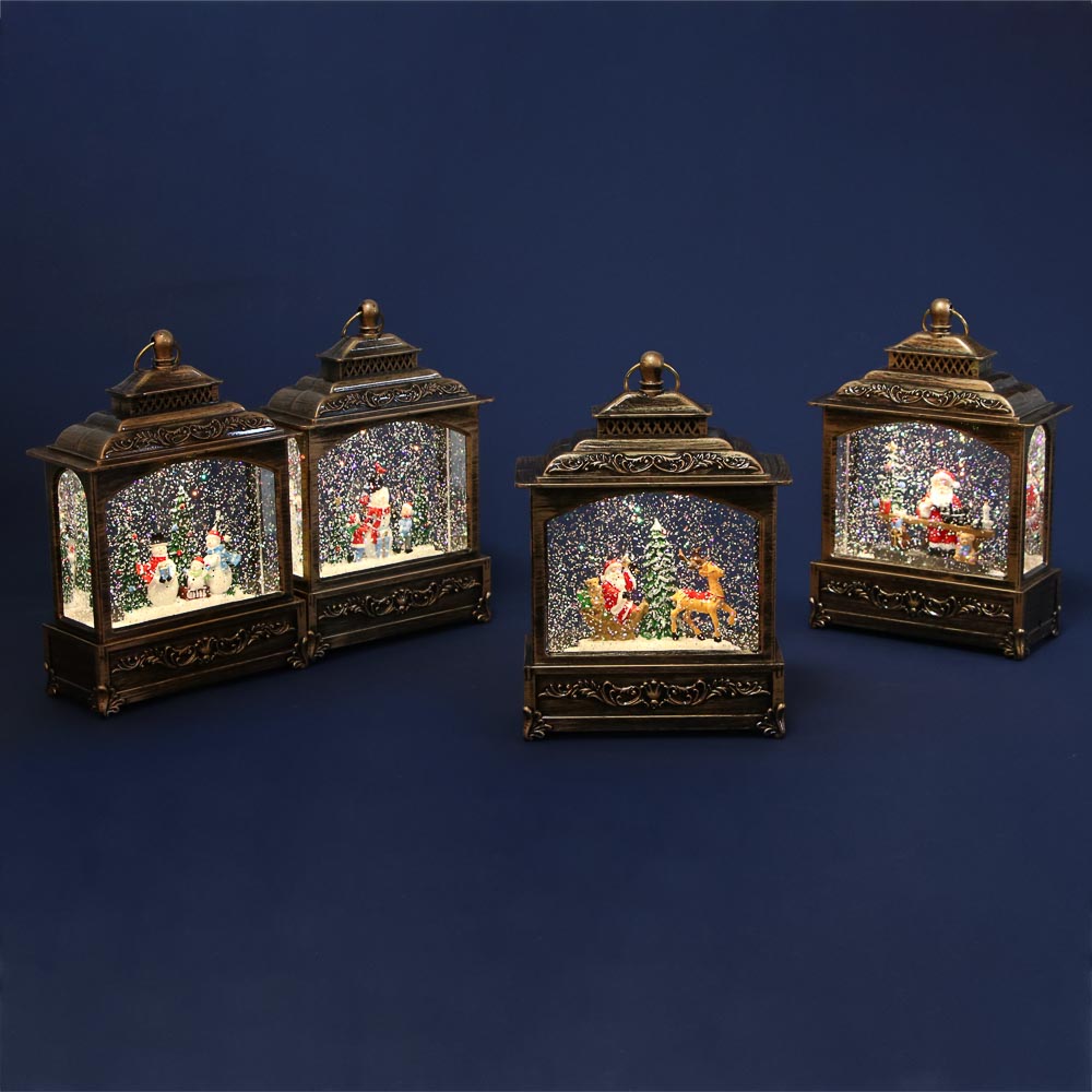 СНОУ БУМ Светильник декор.LED в виде фонаря со снегом, 14х6х21см,HIPS,PVC,вода,3хAAA/USB,2реж.,4диз. - #8