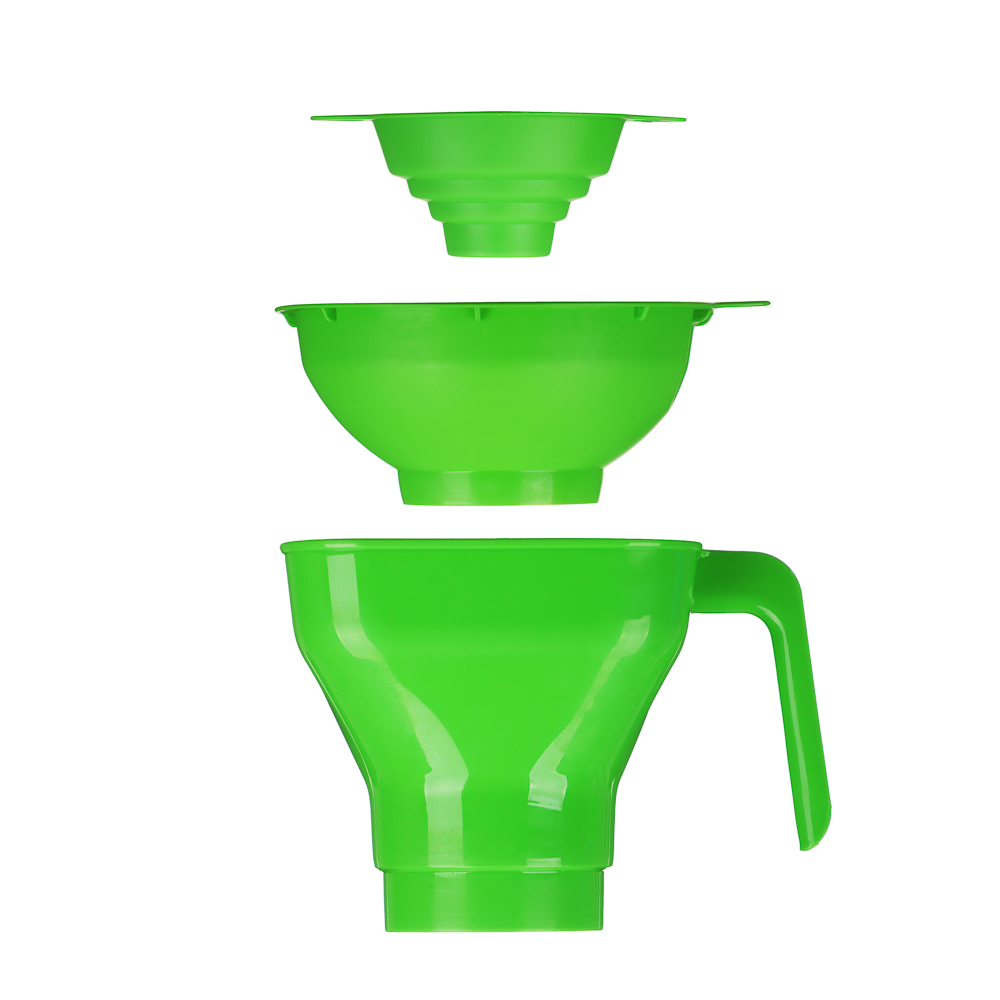 Набор 4 предмета: воронка на 4 диаметра; воронки квадратная и круглая с широким горлом, ситечко - #3