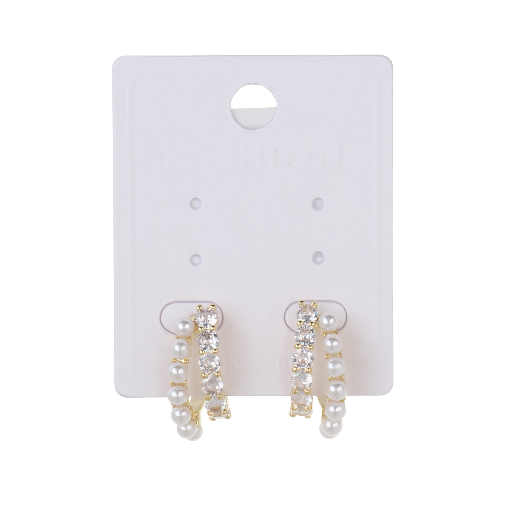 Серьги, медь, цирконий, 2 дизайна, БЖ25-1 - #6