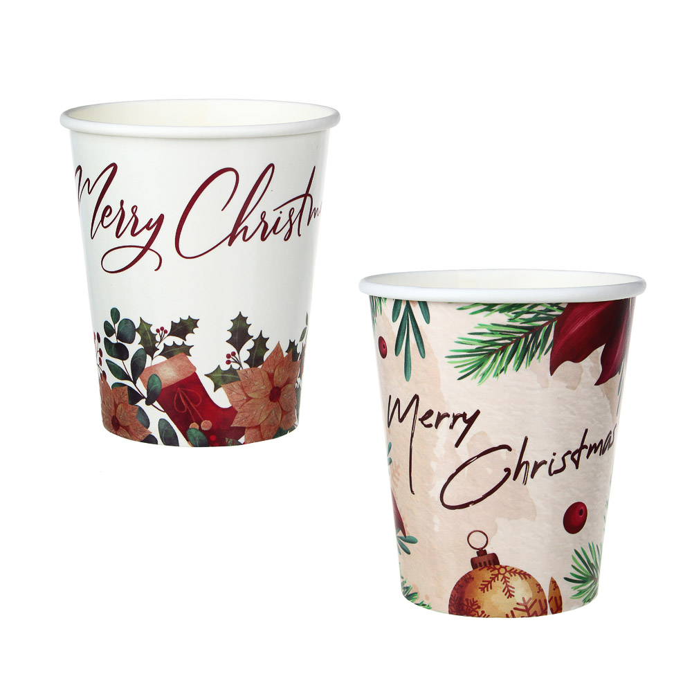 Набор бумажных стаканов Сноубум "Merry Christmas", 200 мл, 6 шт - #1