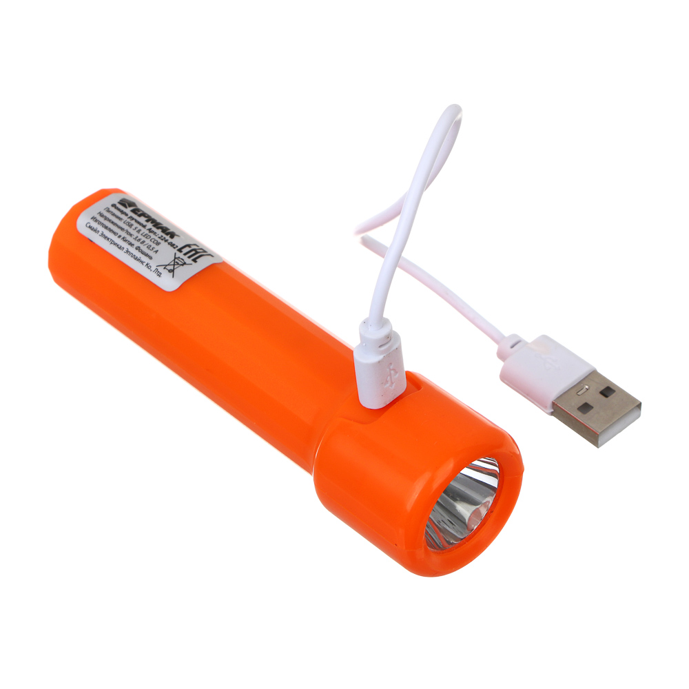 ЕРМАК Фонарь ручной, 400 мАч, 107х30 мм, 4 режима, LED СОВ, USB, пластик - #4