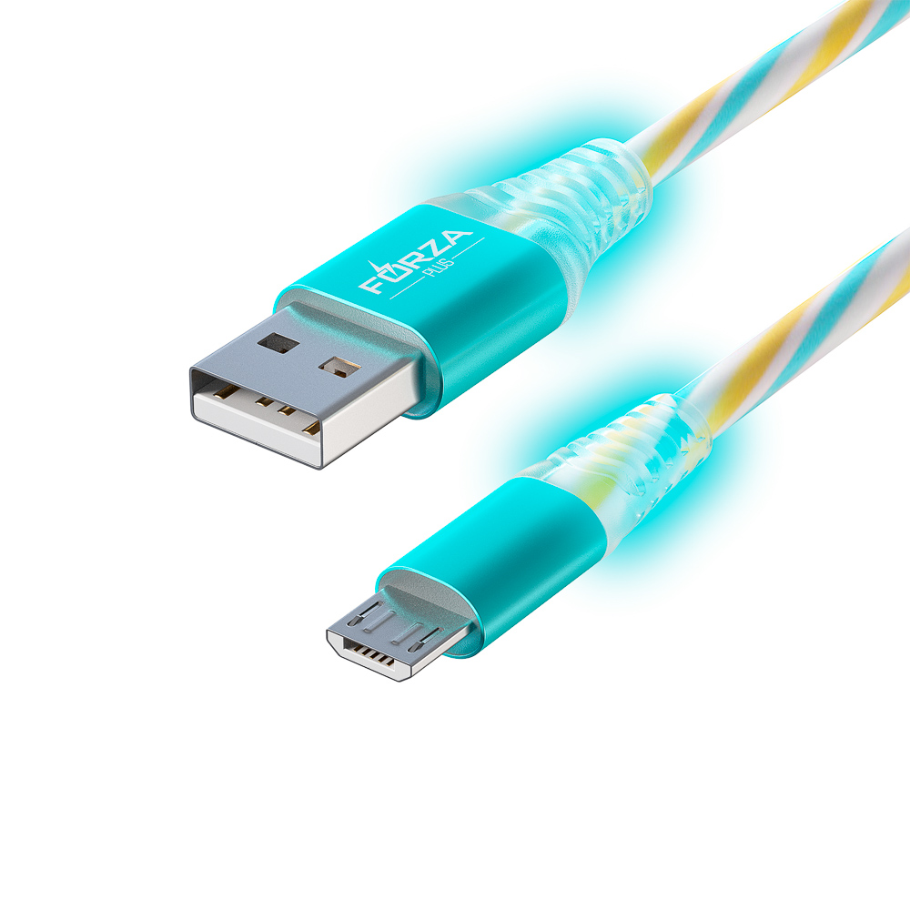 FORZA Кабель для зарядки Конфетти Micro USB, 1м, 1.5А, цветная подсветка, 3 цвета, пакет - #5