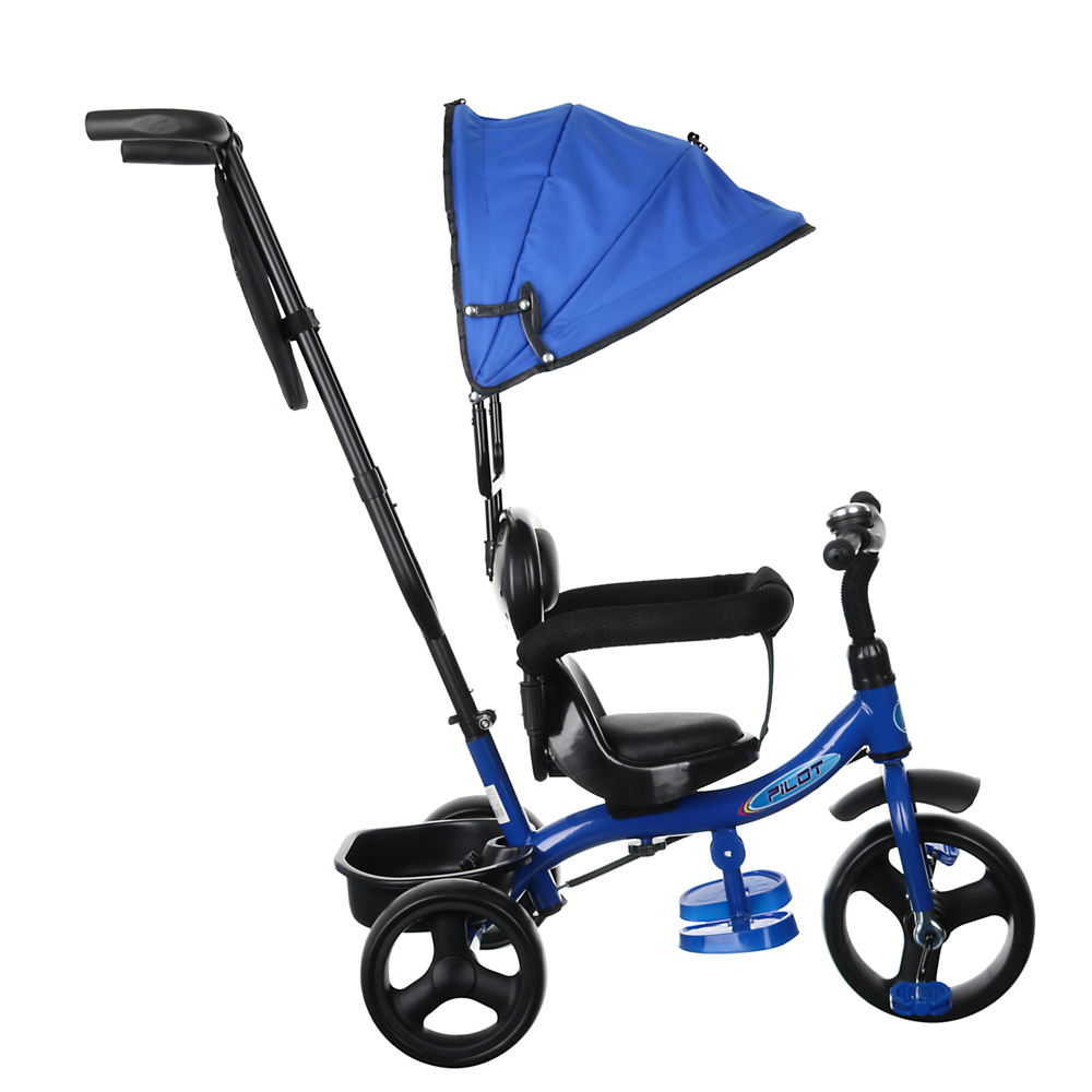 Велосипед детский трехколесный 10"/8" с ручным управлением, синий - #2