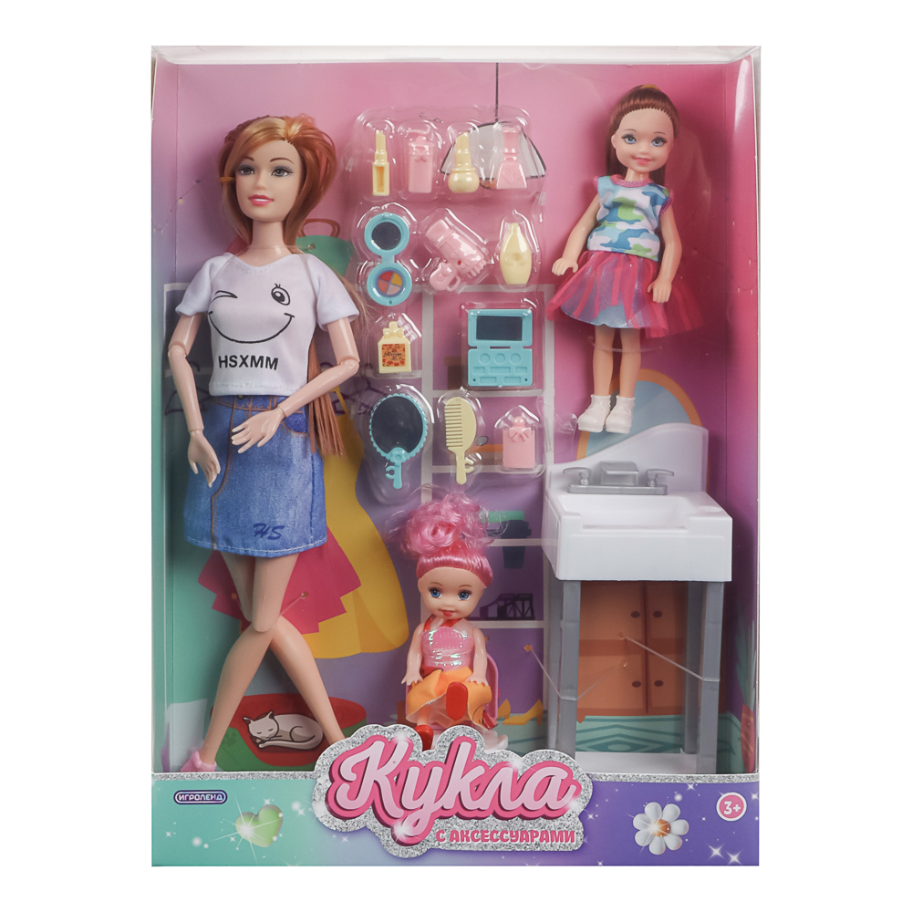 ИГРОЛЕНД Кукла шарнирная 28 см с дочками и акс., PVC, ABS, полиэстер, 23х6х32 см - #20