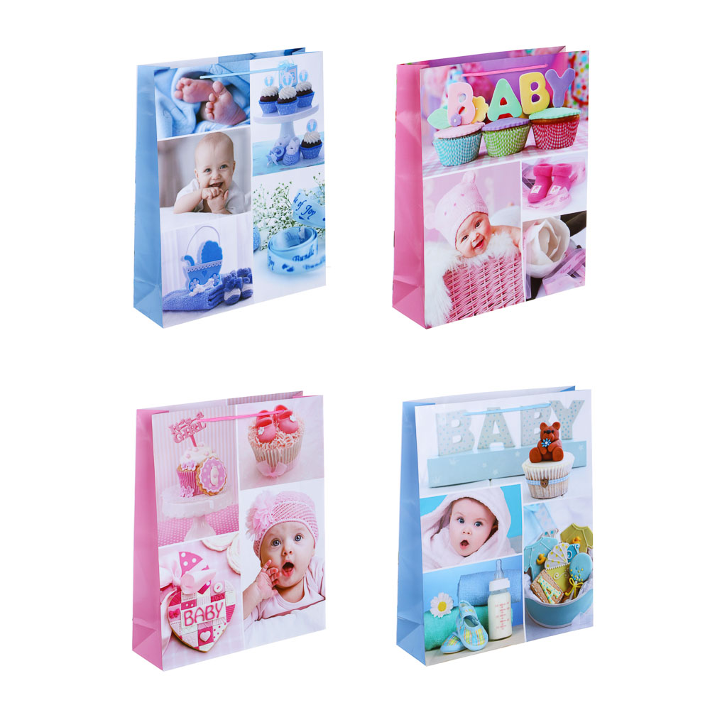 Пакет подарочный бумажный, 32x40x10 см, 128 гр, 4 дизайна, BABY - #1