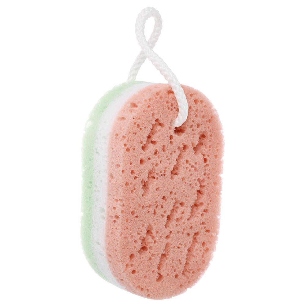 ЮL Мочалка губка поролоновая наборная сэндвич с подвесом, полиуретан, 15,5х9,5х5см, 3 цвета, МС24-01 - #4