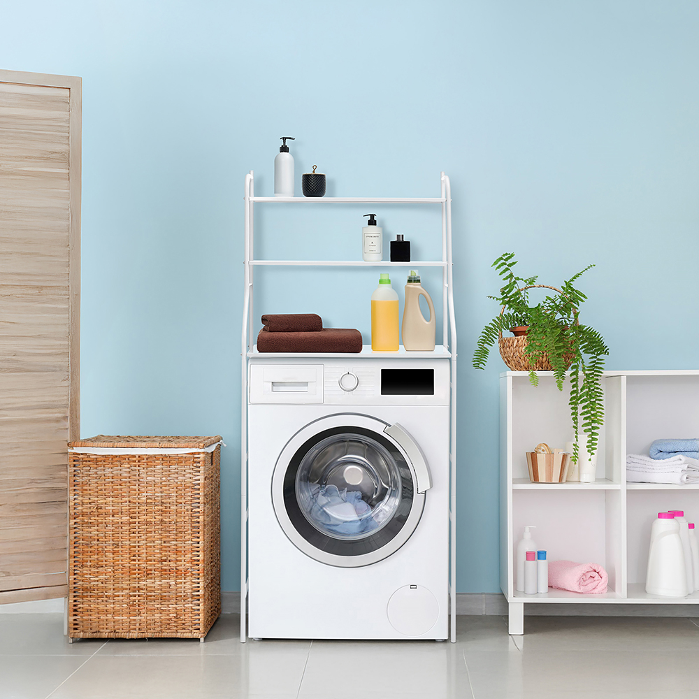 Стеллаж с полками над стиральной машиной, металл, 68,5х26х15,6см, металл, белый - #9