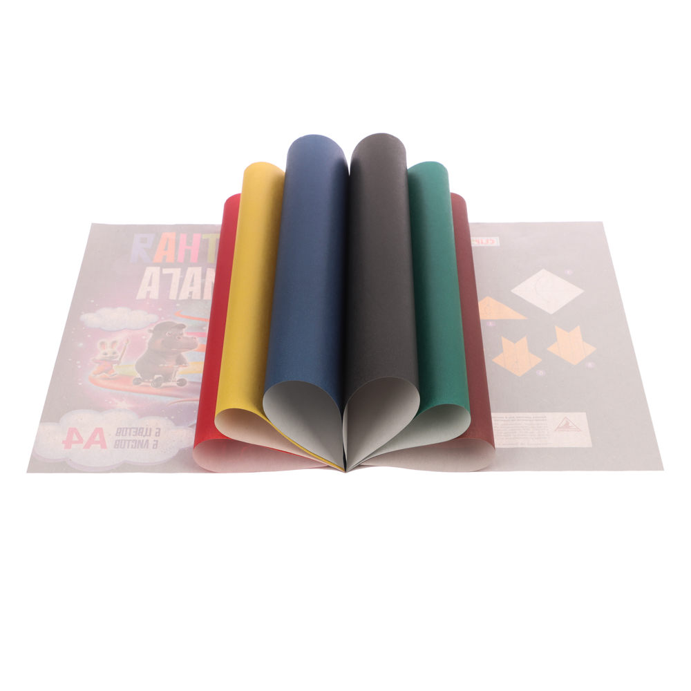 Бумага цветная А4, 6 листов, 6 цветов, немелованная, односторонняя на скрепке - #6