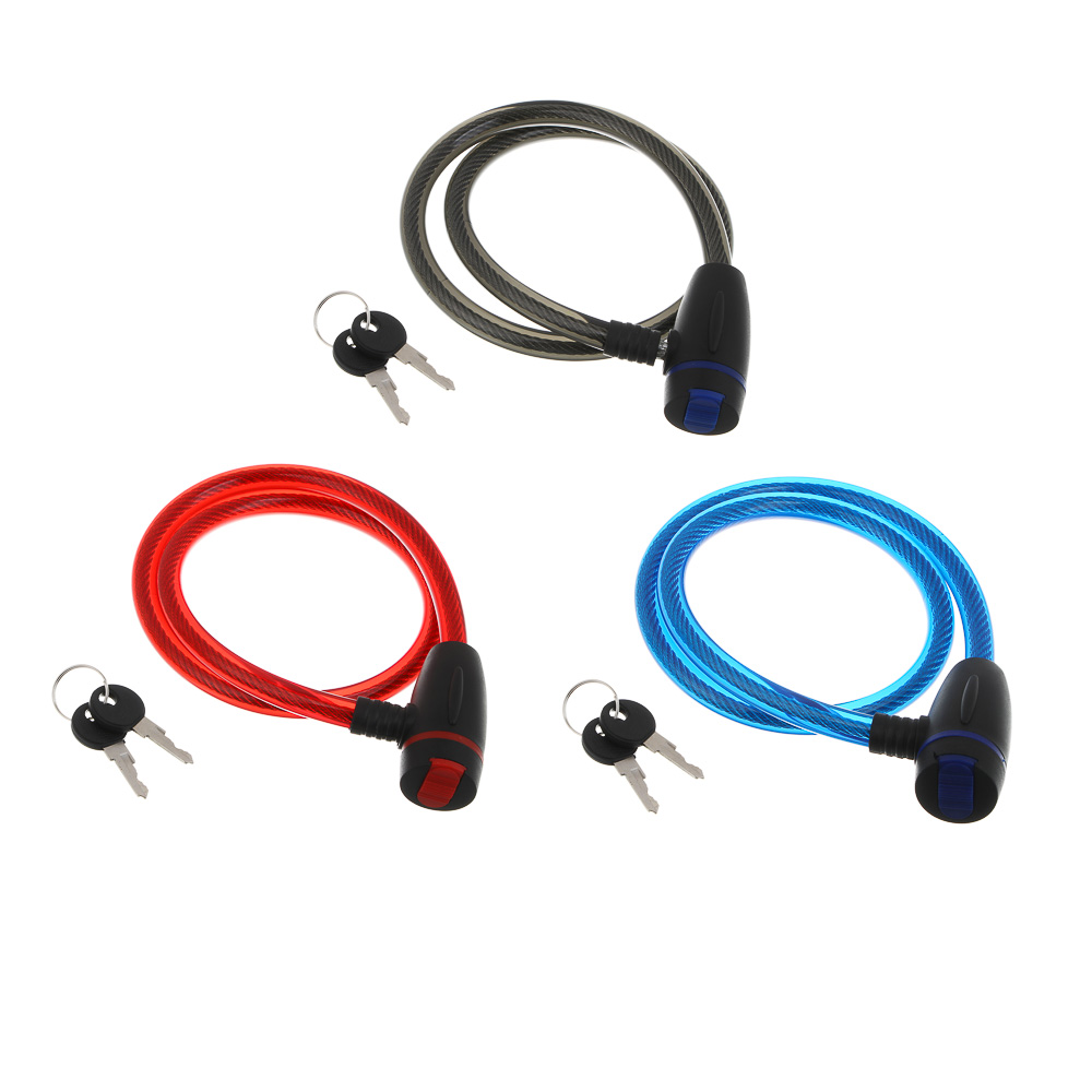 Замок велосипедный тм BY SPORT, противоугонный, тросовый, 800х12мм, металл, пластик, 3 цвета - #1