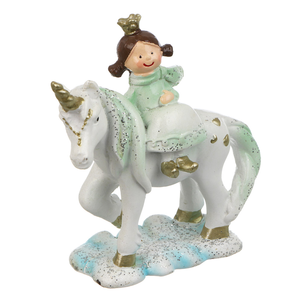 СНОУ БУМ Сувенир Девочка на лошадке полистоун 9x4x9,5 см, зеленый - #2